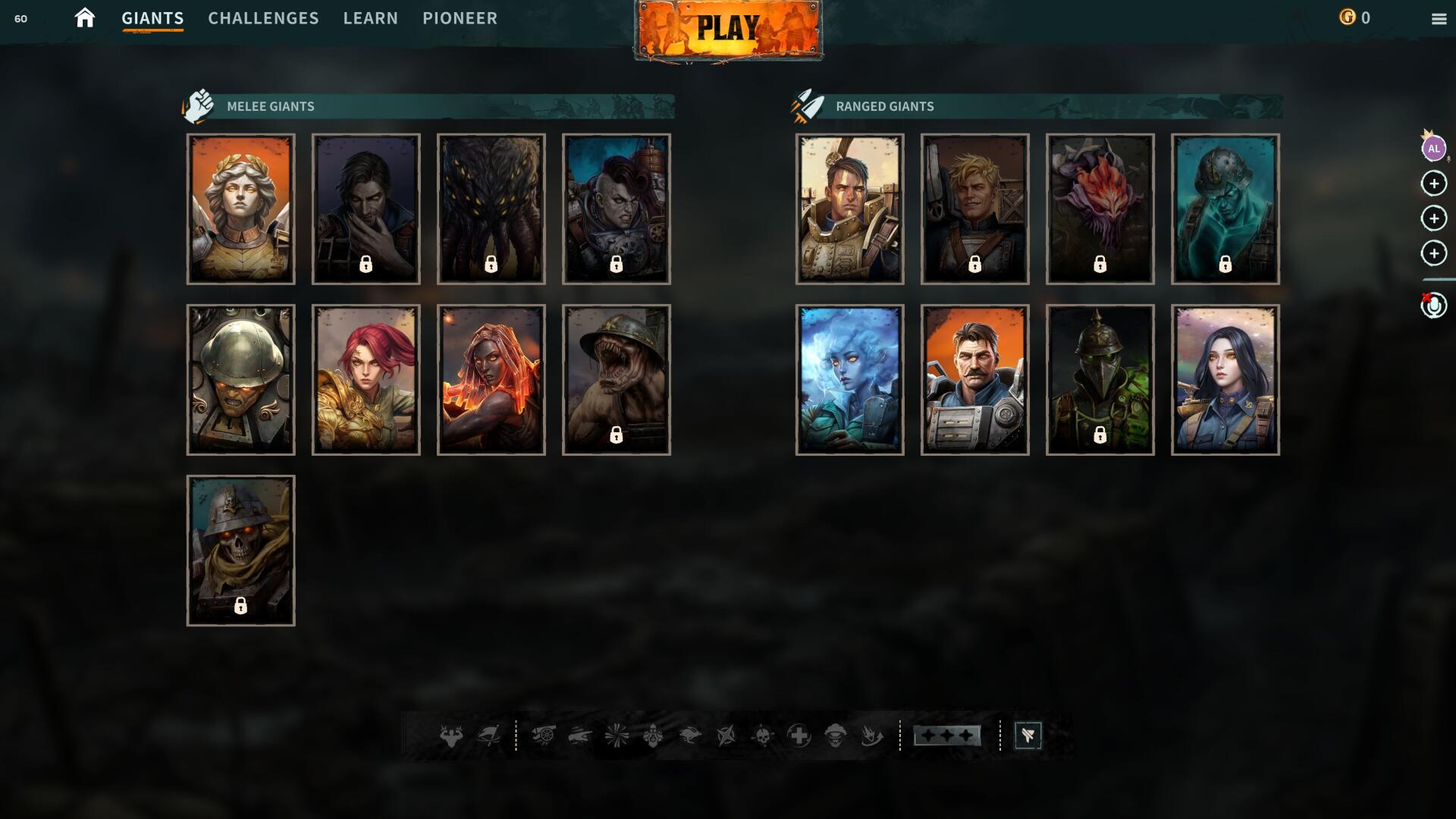 Picking a giant on the March of Giants character selection screen
